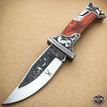Brown Wood Handle Engraved Blade Lockback Folding Pocket Knife B344256