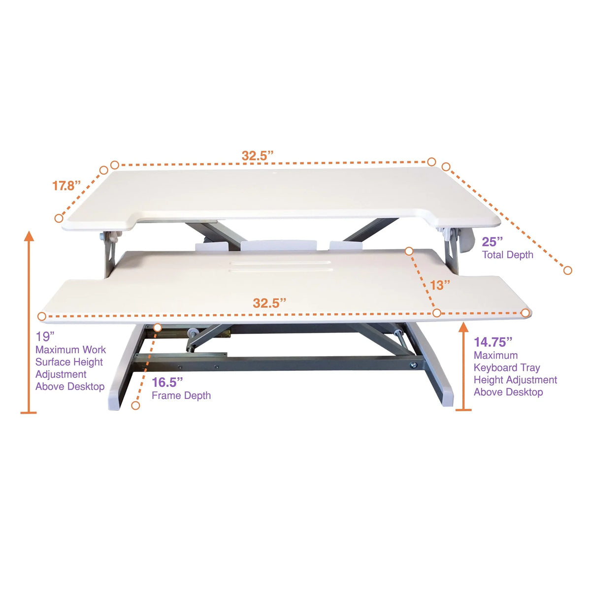 Height Adjustable Standing Desk with Keyboard Tray S834