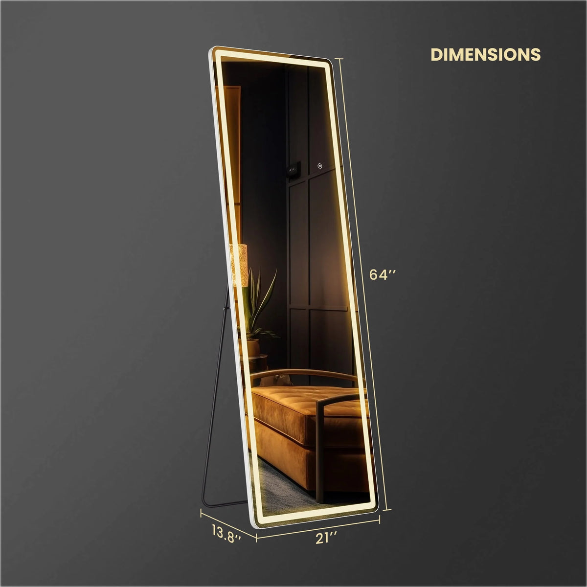 64x21 Black Full Length Mirror C89188