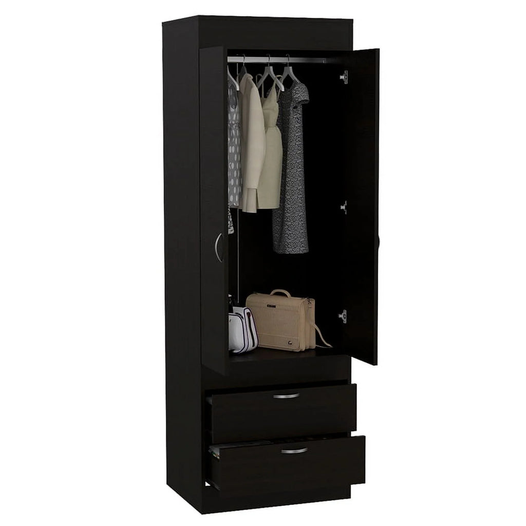 Black 2 Drawer Engineered Wood Armoire D92046