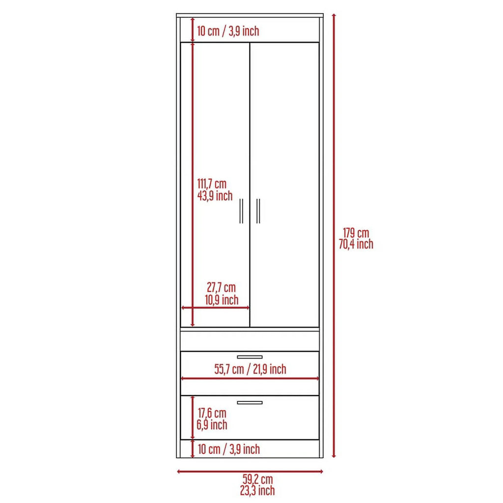Black 2 Drawer Engineered Wood Armoire D92046