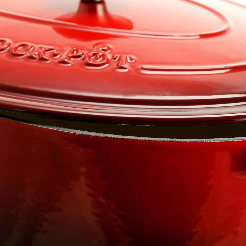 Red Enamel Cast Iron Covered Dutch Oven Slow Cooker S2659