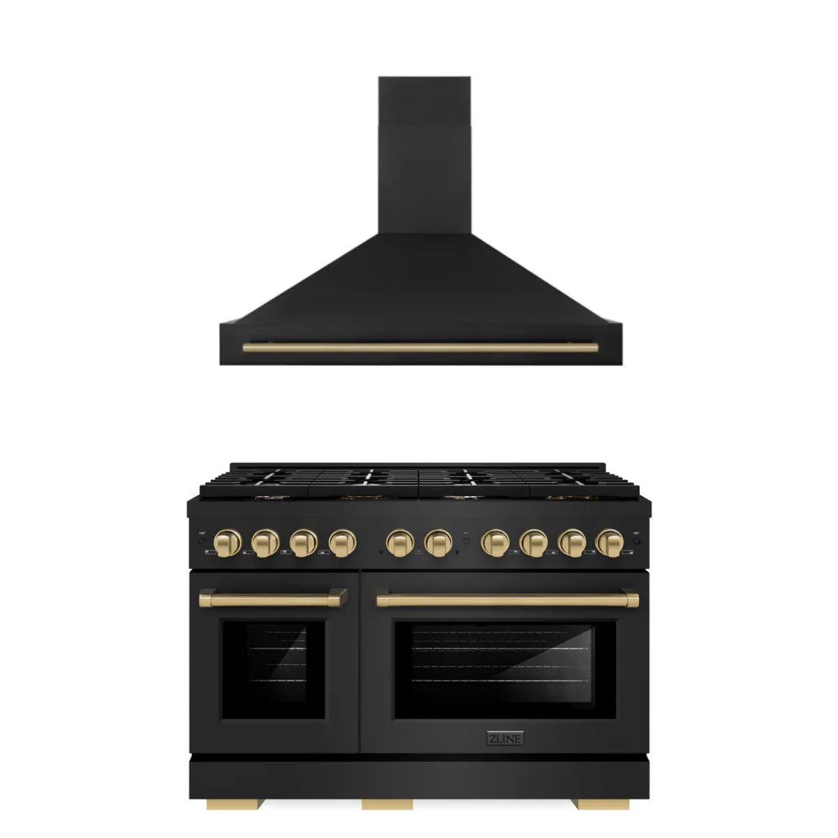 48 In. Gas Range and Range Hood in Black Stainless Steel A2328