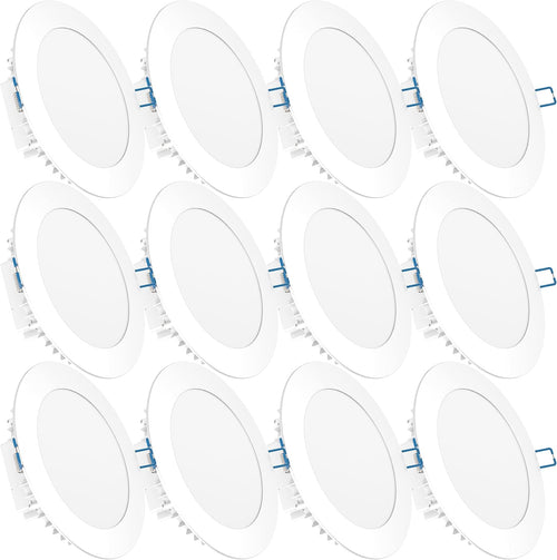 12 Pack 4 Inch Ultra Thin LED Recessed Ceiling Lights, 3000K Warm White, 10W, 650 LM, Dimmable W79383