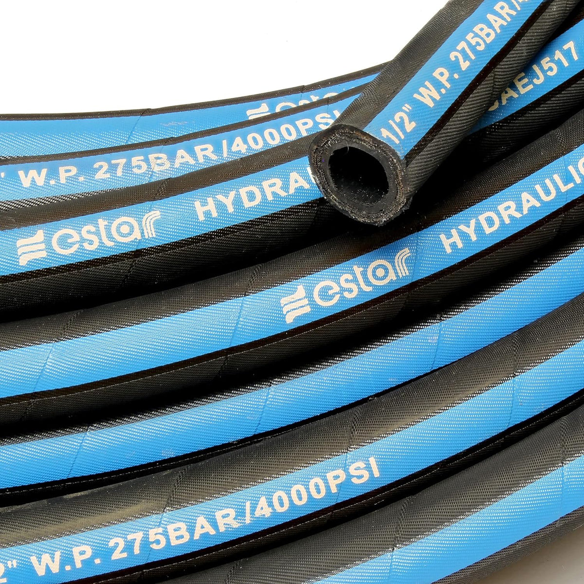 1/2 Inch x 100 Foot Hydraulic Hose with Rubber Protector Sleeve, 4000 PSI G495256