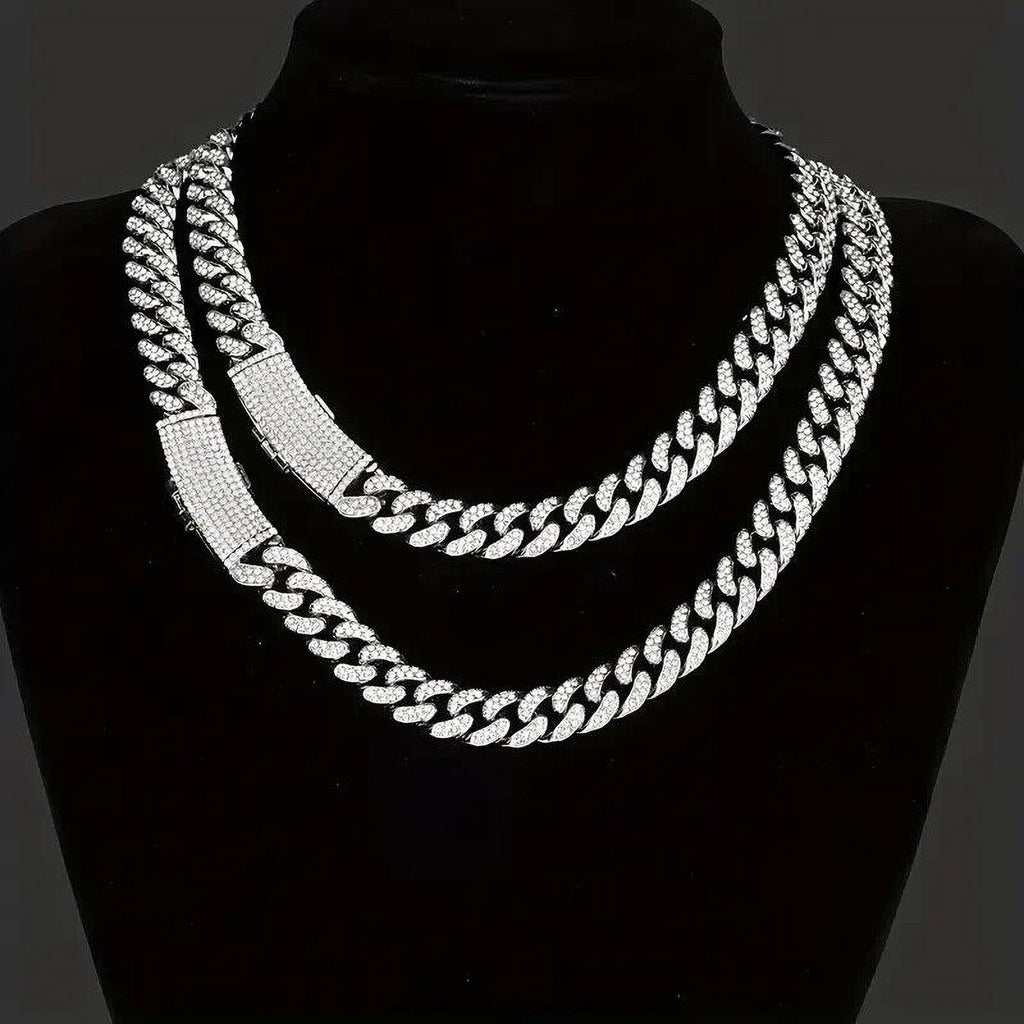 Silver Plated 18" Cuban Choker Chain Necklace R359022