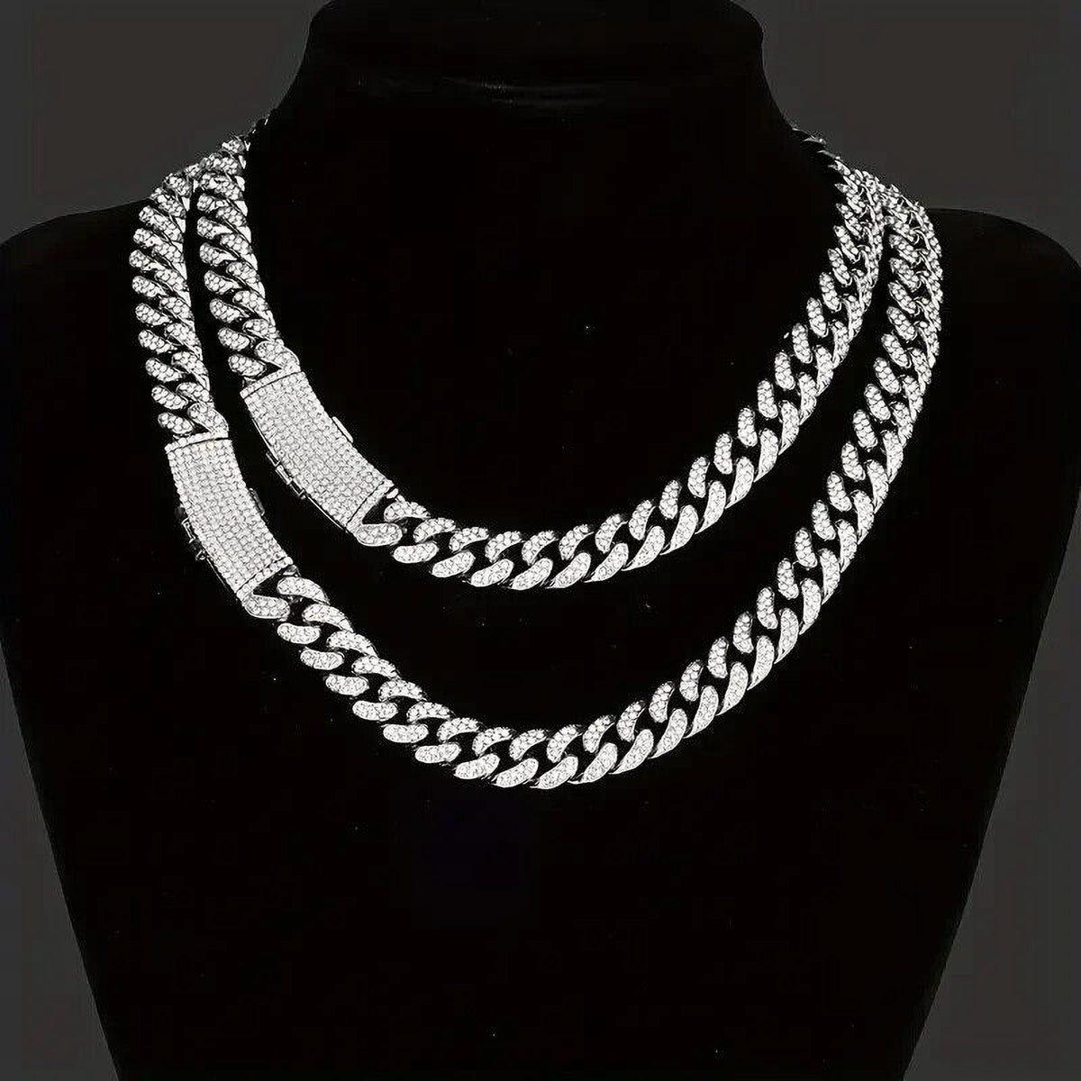 Silver Plated 18" Cuban Choker Chain Necklace R359022