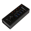 4-Port USB 3.0 Hub with 3 Charging Ports Black W2334