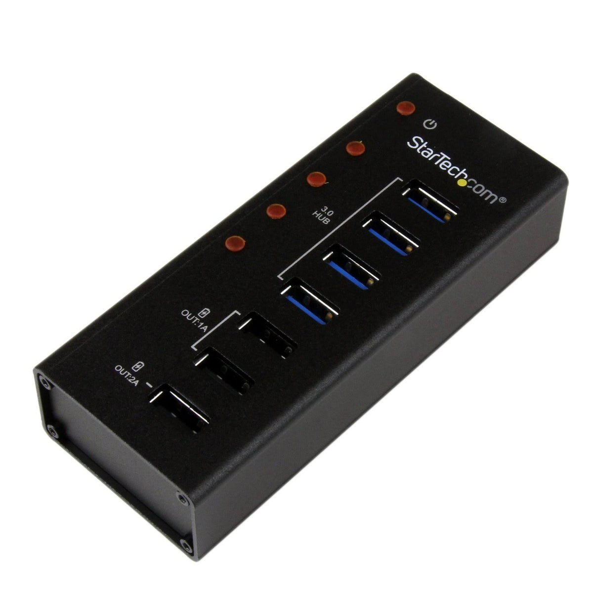 4-Port USB 3.0 Hub with 3 Charging Ports Black W2334