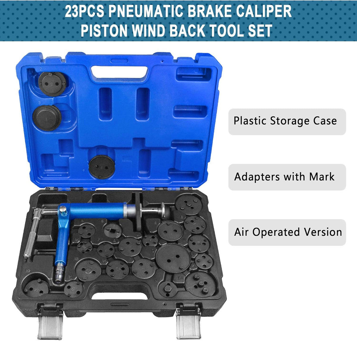 23PCS Pneumatic Brake Caliper Wind Back Tool Kit with Adapters H942
