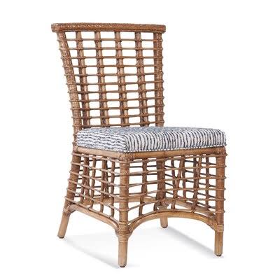 French Yellow/Brown and White Performance Stripe Side Chair (Set of 2) I39614