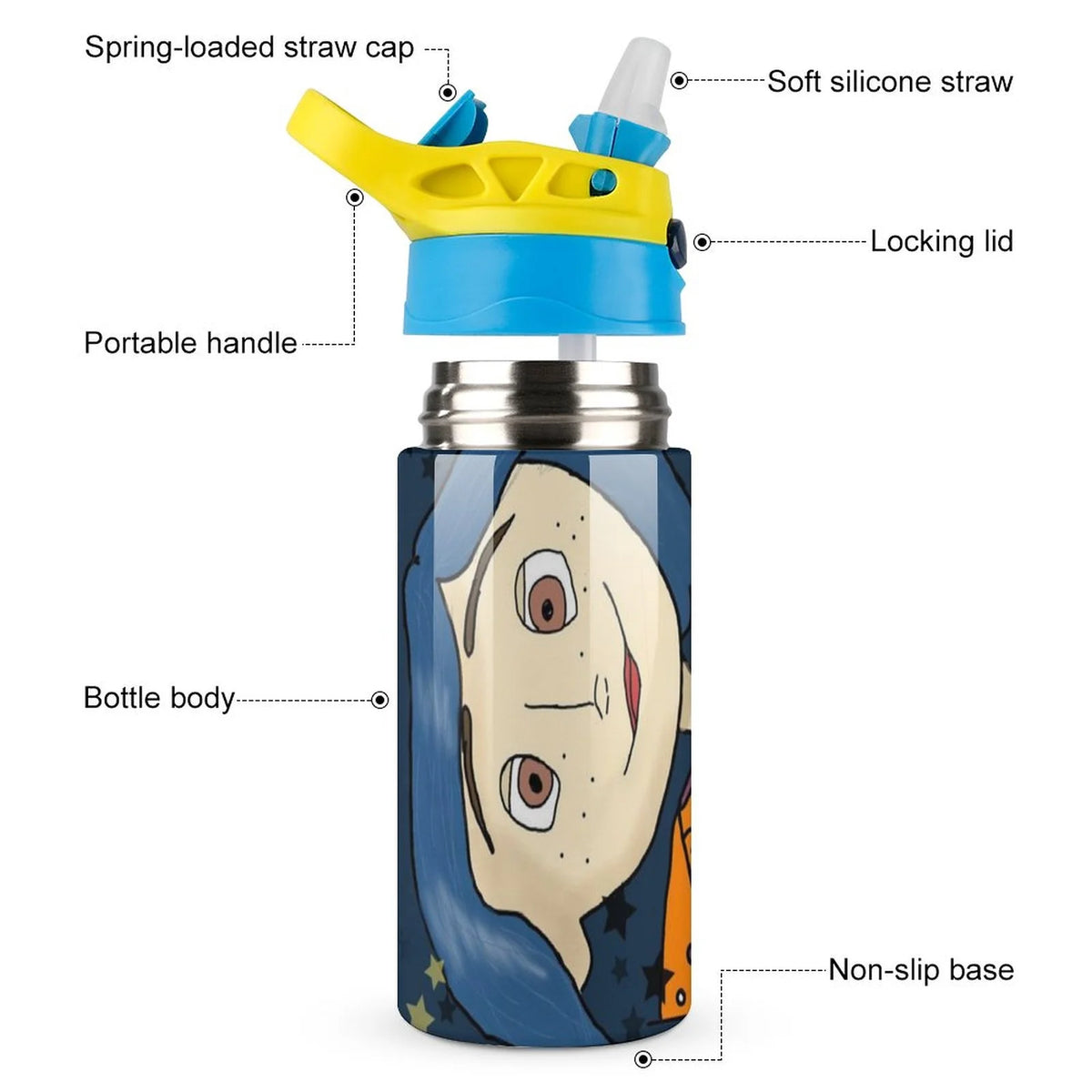 Insulated Stainless Steel Water Bottle With Straw F54565