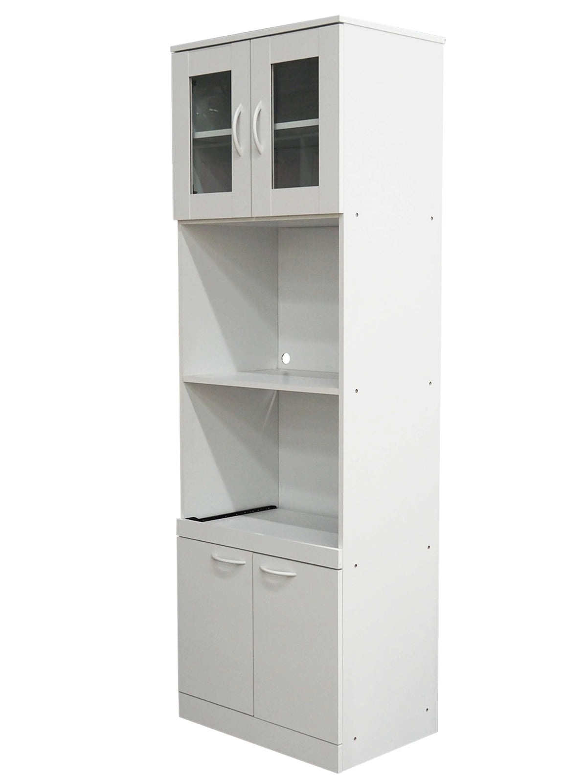 Tall White Kitchen Pantry Microwave Storage Cabinet F451805