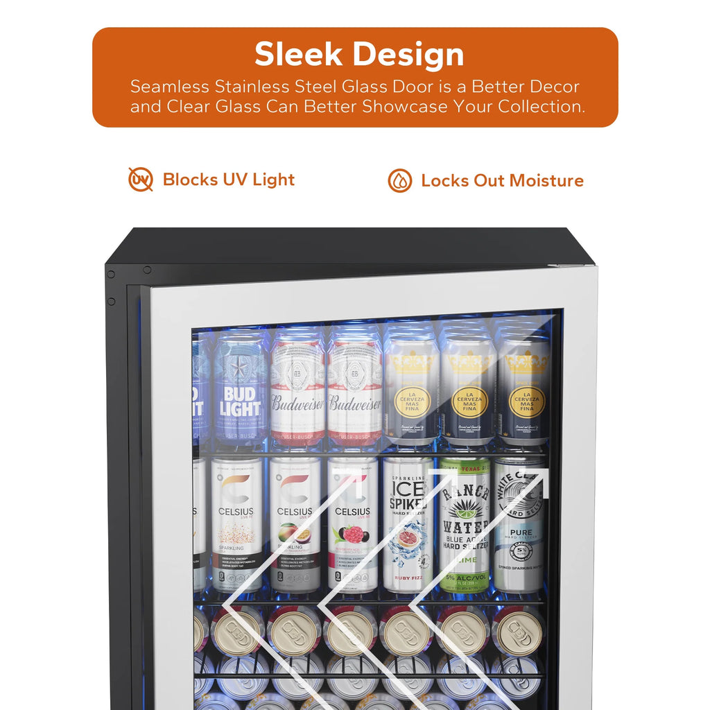 180 Can Freestanding Beverage Refrigerator with Glass Door I85581