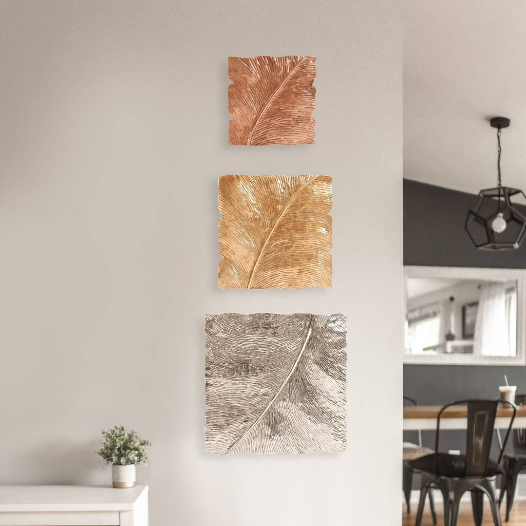 Square Leaf Wall Decor with Antique Silver S7668