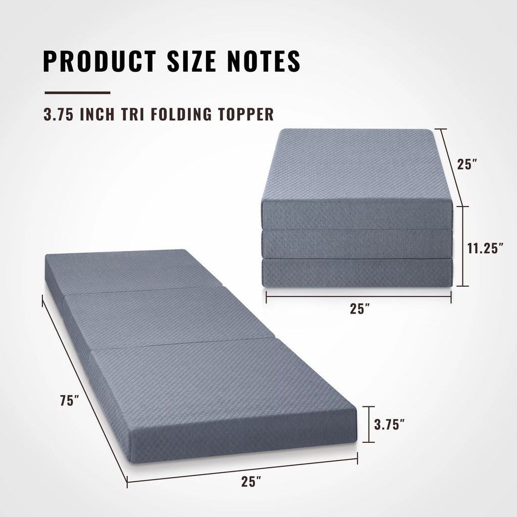 4'' Blue Narrow Twin Memory Foam Mattress V10610