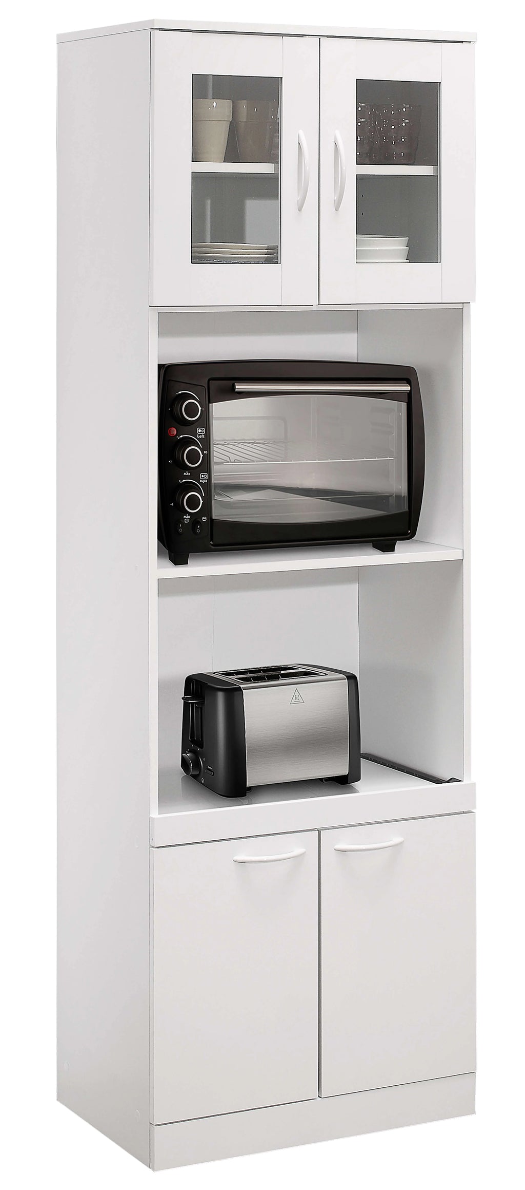Tall White Kitchen Pantry Microwave Storage Cabinet F451805