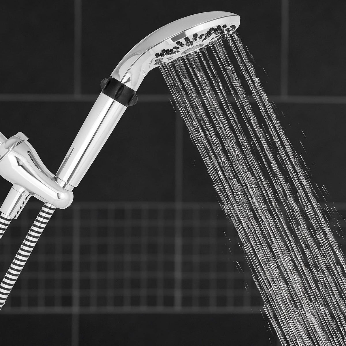 Chrome Hand Held Shower Head with 5-Foot Shower Hose, 5 Spray Modes, Pack of 2 G40652
