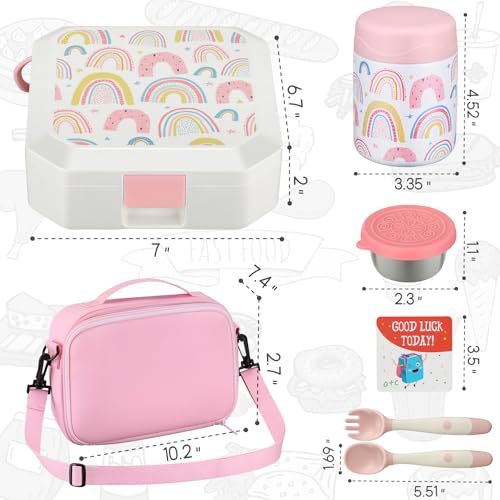 Bento Lunch Box Set with 12oz Soup Thermo, Lunch Bag, 5 Compartment, Sauce Cup S93186