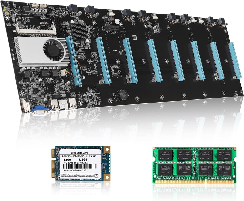 S37 Mining Motherboard Set MSATA SATA SSD 8 GPU Graphics Card Miner D396