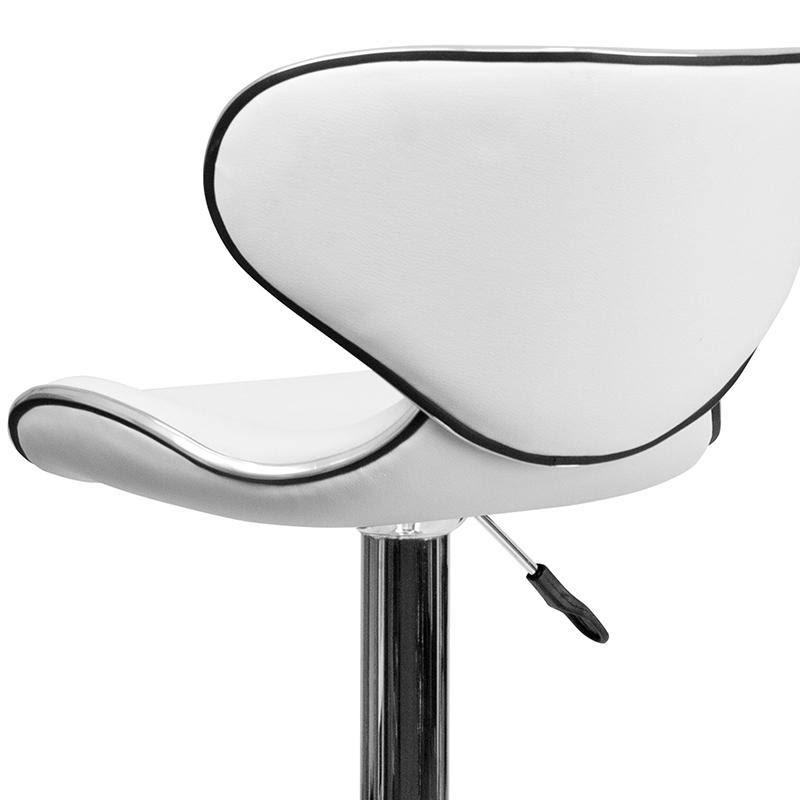 White Vinyl Adjustable Height Barstool with Chrome Base X20791