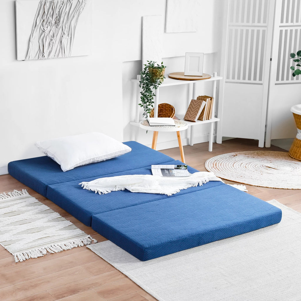 4'' Blue Narrow Twin Memory Foam Mattress V10610
