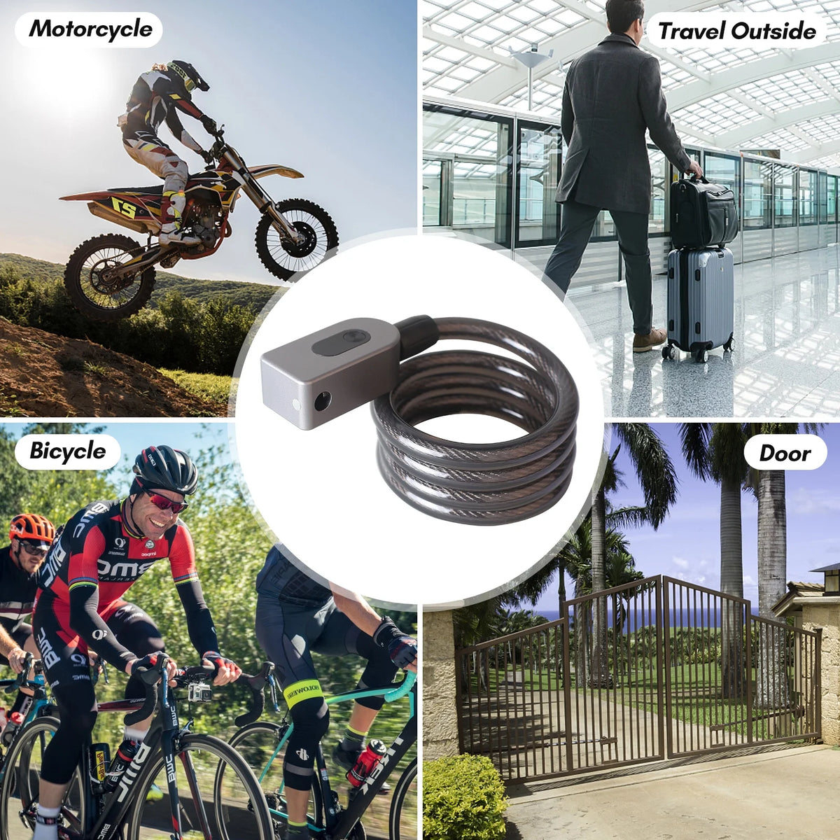 Keyless Cable Lock with Built-In Battery X6784