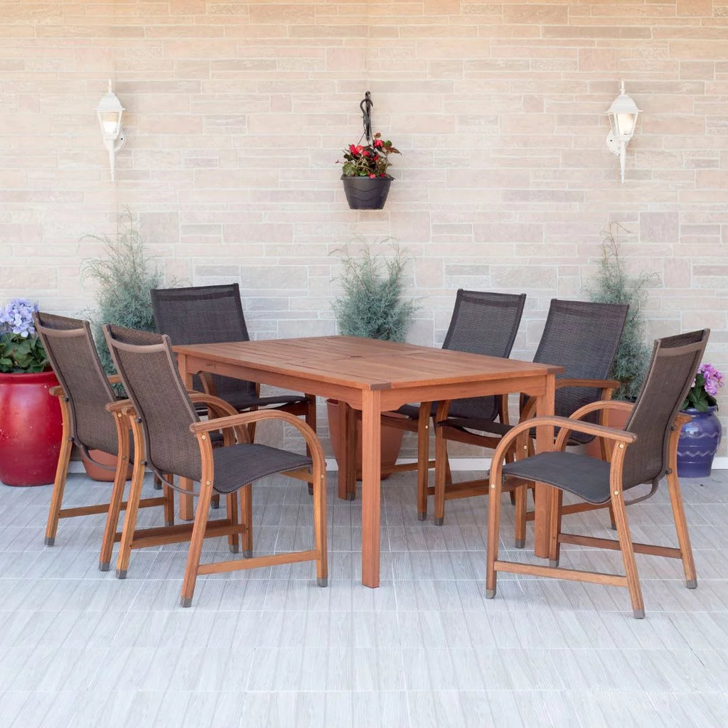 7-Piece Rectangular Eucalyptus Wood Patio Dining Set T175641
