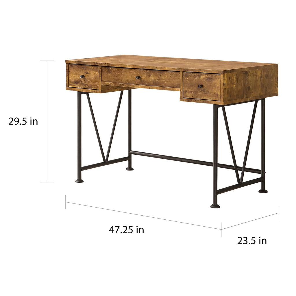 Antique Nutmeg and Black 3-drawer Writing Desk Z616