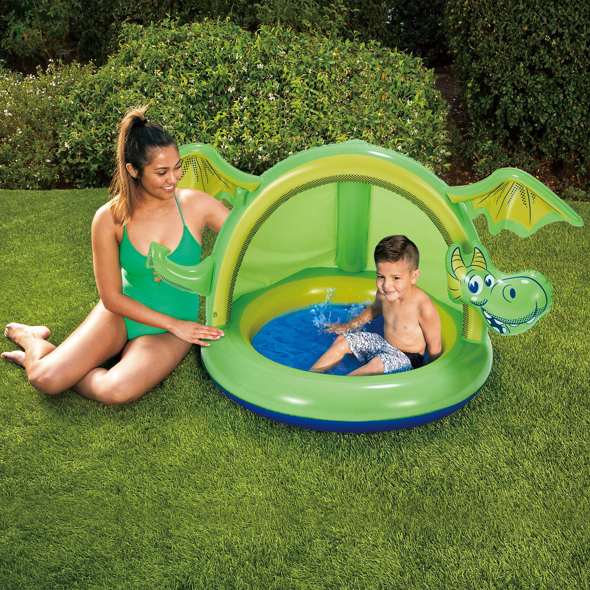 Inflatable Dragon Shade Pool, Cushioned Base, 51" x 40" x 32" W931