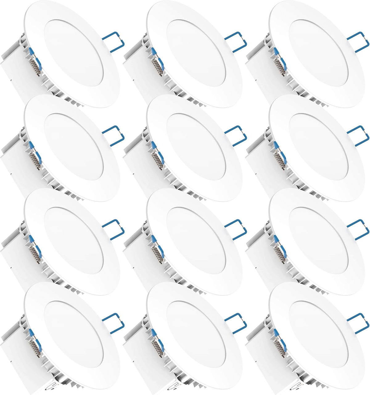 12 Pack 4 Inch Ultra Thin LED Recessed Ceiling Lights, 3000K Warm White, 10W, 650 LM, Dimmable W79383